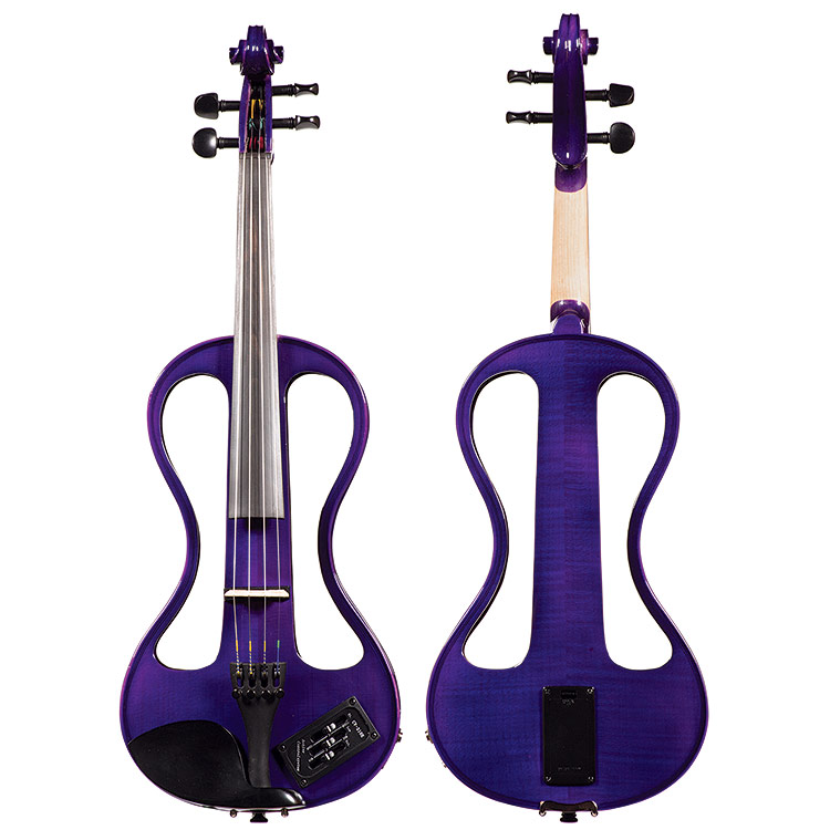 Front and back views of an electric violin