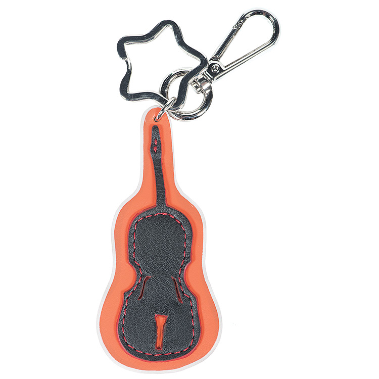 Bam France Charm Violin Keychain - Orange/Black