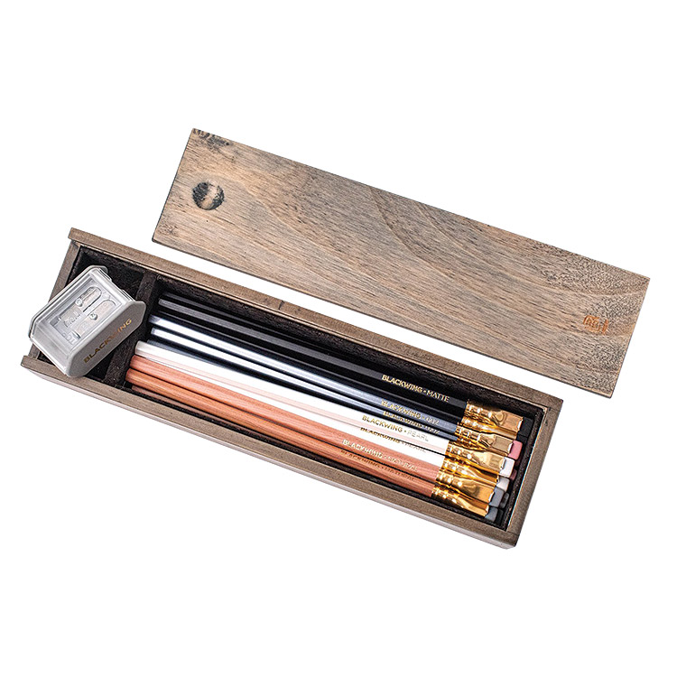 Blackwing Rustic Box Gift Set - Mixed pencils, with Two-Step Long Point Pencil Sharpener