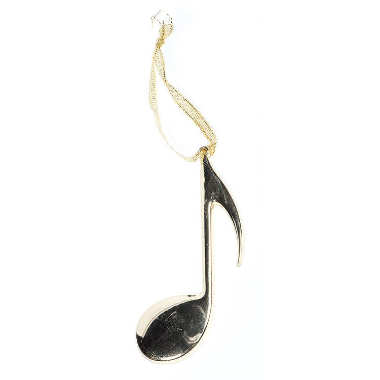 8th Note Ornament, Gold, 5"