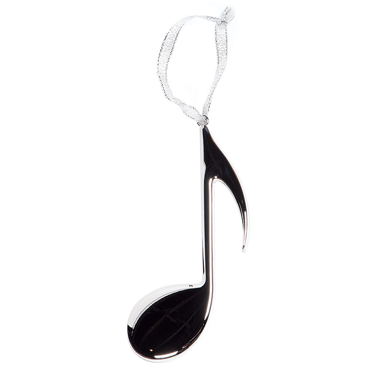 8th Note Ornament, Silver, 5"