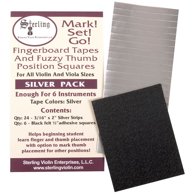 Mark! Set! Go! Fingerboard Tape, Silver Tape for Violin or Viola