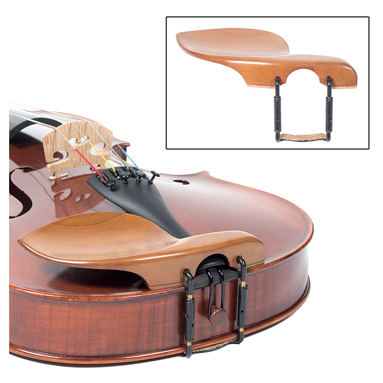 Guarneri Boxwood Chinrest for Viola with Standard Black Bracket