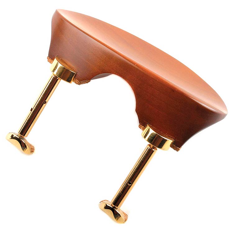 Flat Flesch Boxwood Chinrest for Violin with Gold-Plated Hill Bracket