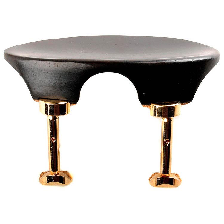 Flat Flesch Ebony Chinrest for Violin with Gold-Plated Hill Bracket