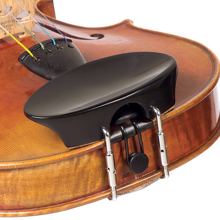 Flat Flesch Ebony Chinrest for 3/4 Violin with Standard Bracket
