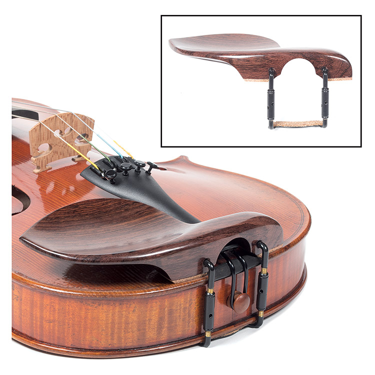 Guarneri Rosewood Chinrest for 4/4 Violin with Standard Black Bracket