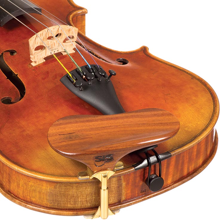 SAS Rosewood Chinrest for Violin or Viola with 28mm Plate Height and Gold-Plated Bracket