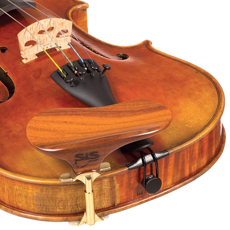 SAS Rosewood Chinrest for Violin or Viola with 32mm Plate Height and Gold-Plated Bracket