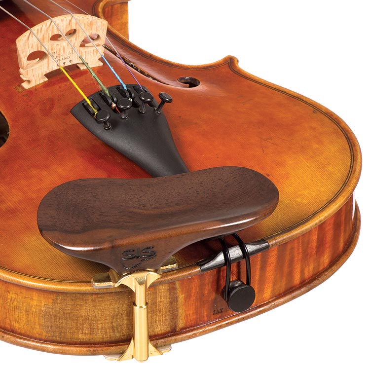 SAS Walnut Chinrest for Violin or Viola with 24mm Plate Height and Gold-Plated Bracket