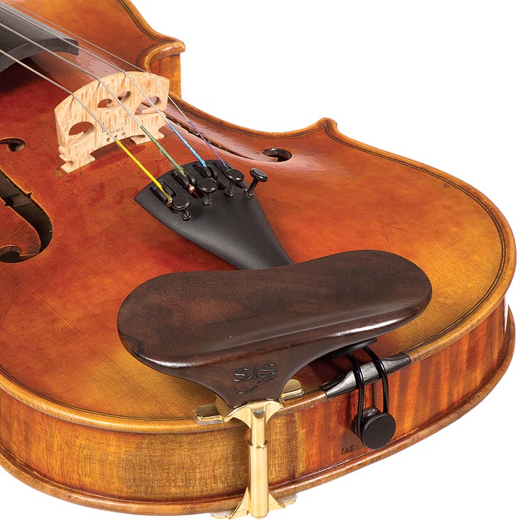 SAS Walnut Chinrest for Violin or Viola with 28mm Plate Height and Gold-Plated Bracket