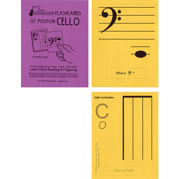 Cello 1st Position Regular Size Laminated Flashcards