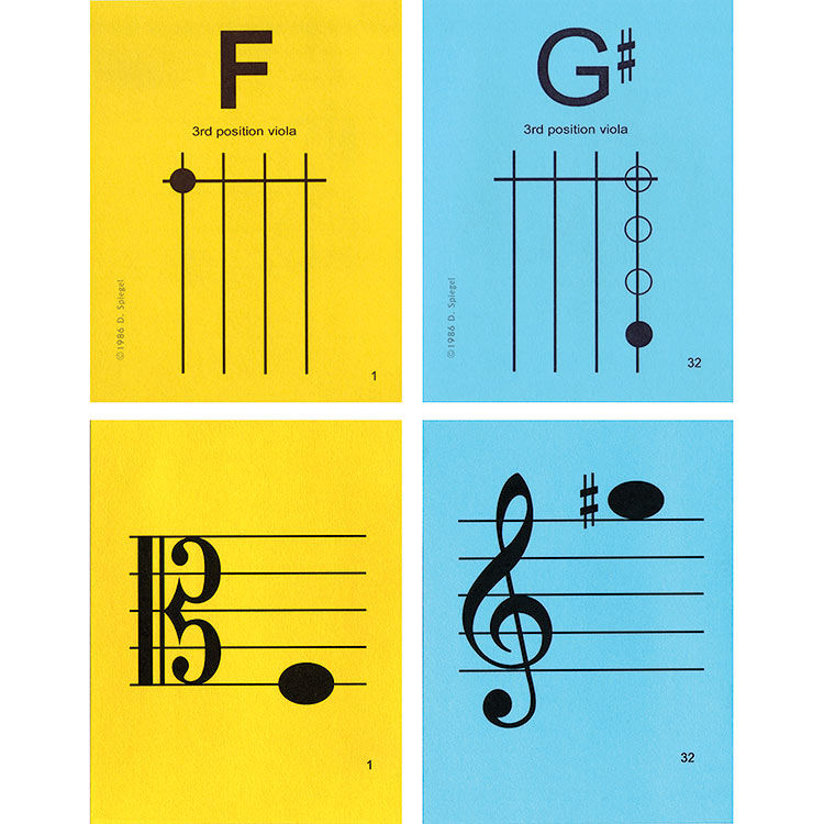 Viola 3rd Position Regular Size Laminated Flashcards
