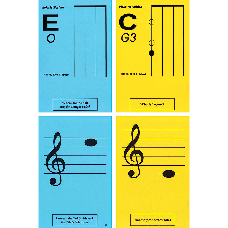Violin 1st Position Classroom Half Size Unlaminated Flashcards