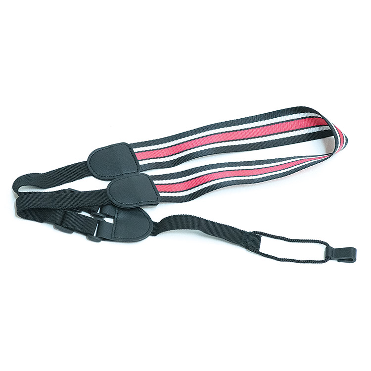 Echo Bridge Nylon Ukulele Strap with Plastic Hook- Black/White/Red