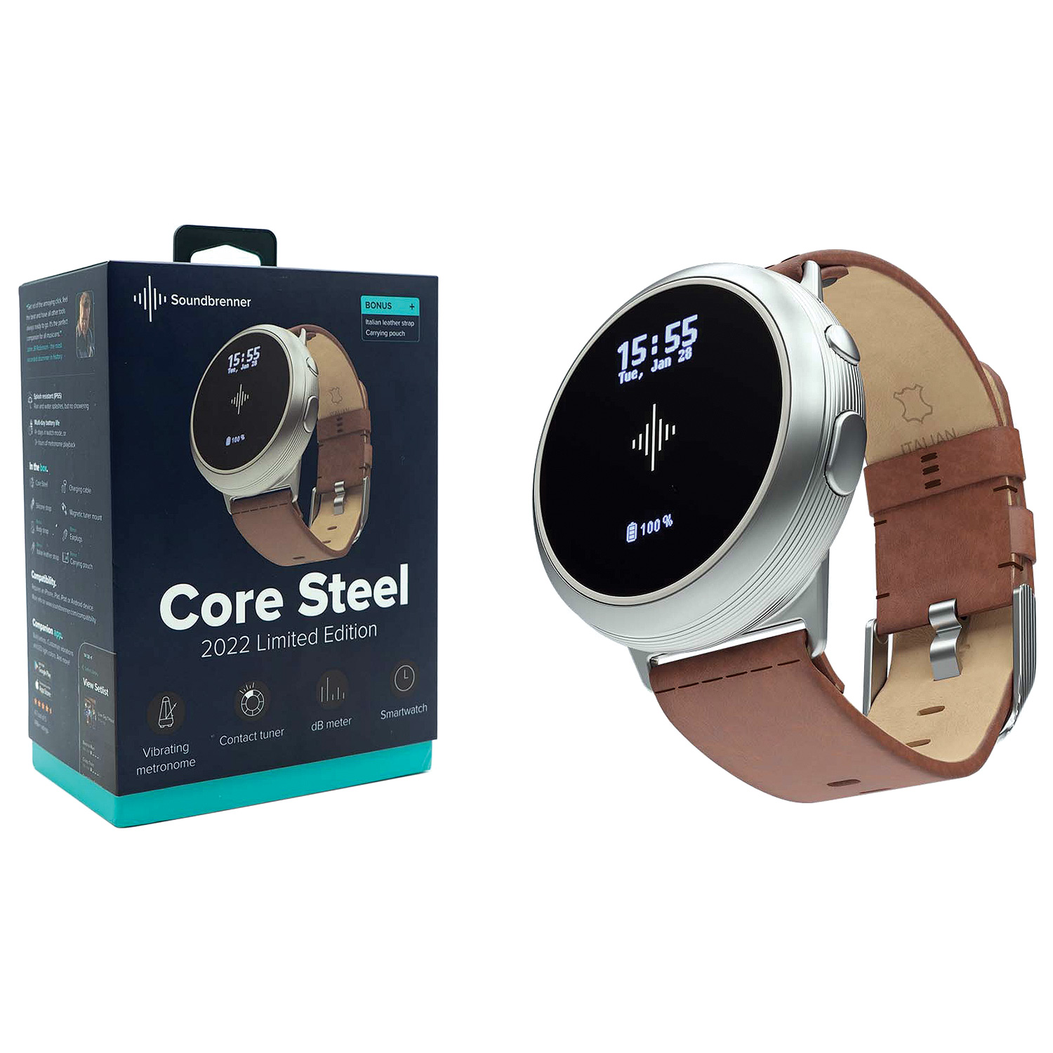 Soundbrenner 2022 Limited Edition Core Steel Smart Metronome with 