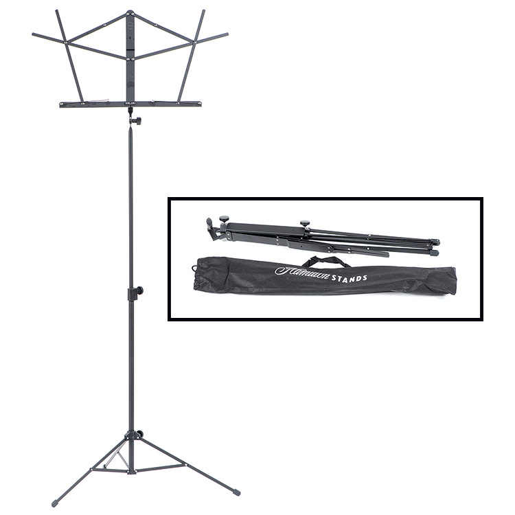 Hamilton KB900 Black Deluxe Folding Music Stand with Bag
