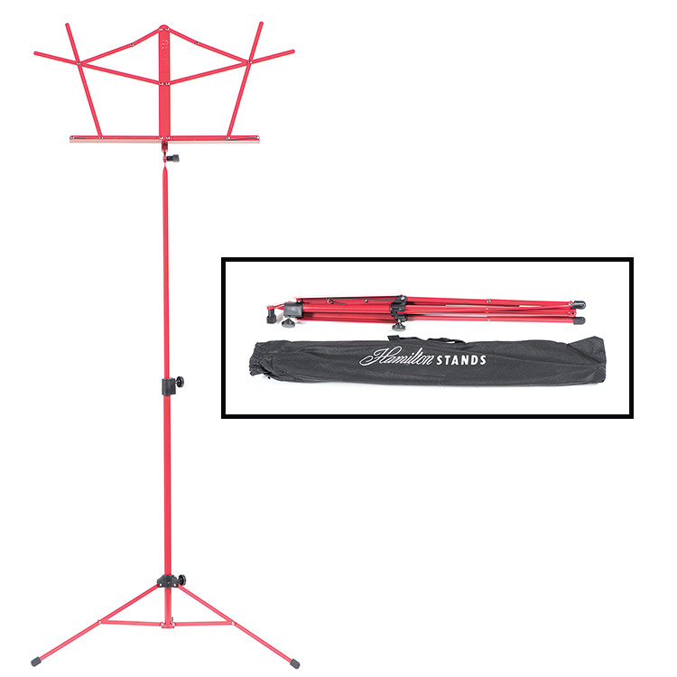 Hamilton KB900 Red Deluxe Folding Music Stand with Bag