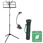 K&M Easy Fold Music Stand with Carrying Bag and T-Model Music Stand Light