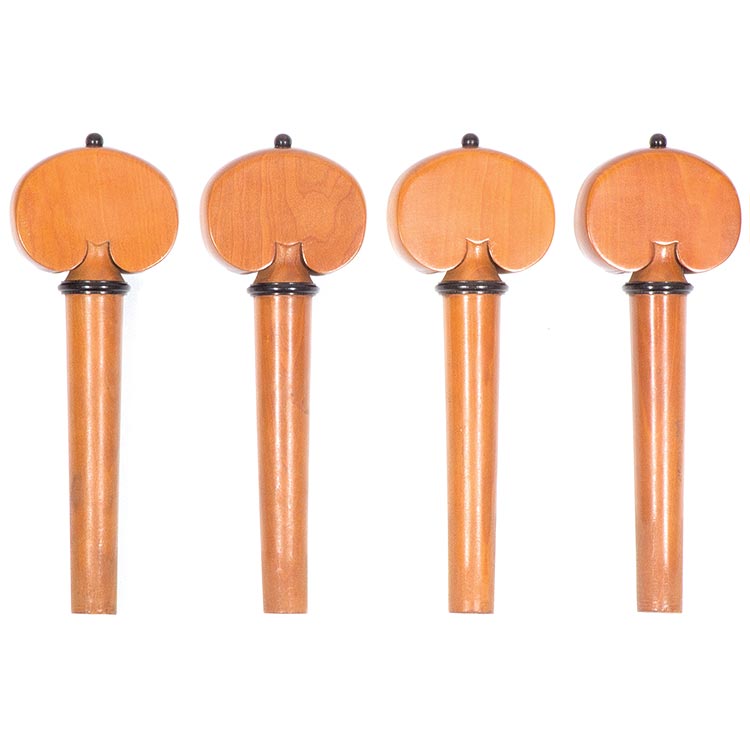 Harmonie Heart-Shaped Cello Peg Set, Boxwood with Ebony Pip and Collar