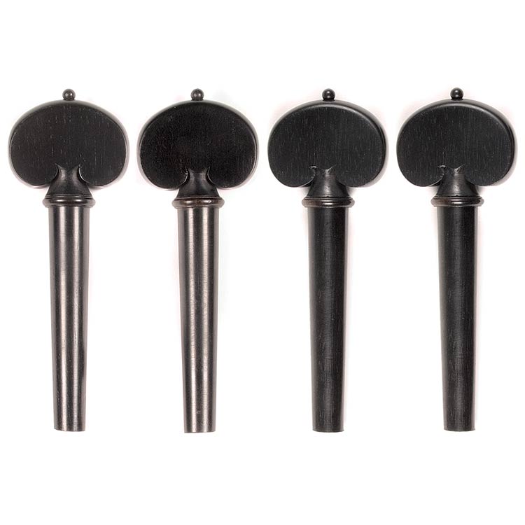 Harmonie Heart-Shaped Cello Peg Set, Ebony with Ebony Pip and Collar