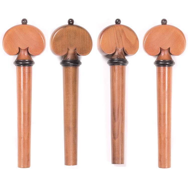 Harmonie Heart-Shaped Viola Peg Set, Boxwood with Ebony Pip and Collar