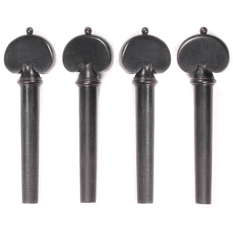Harmonie Heart-Shaped Viola Peg Set, Ebony with Ebony Pip and Collar