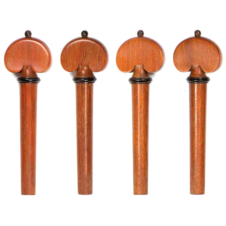 Harmonie Heart-Shaped Viola Peg Set, Pernambuco with Ebony Pip and Collar