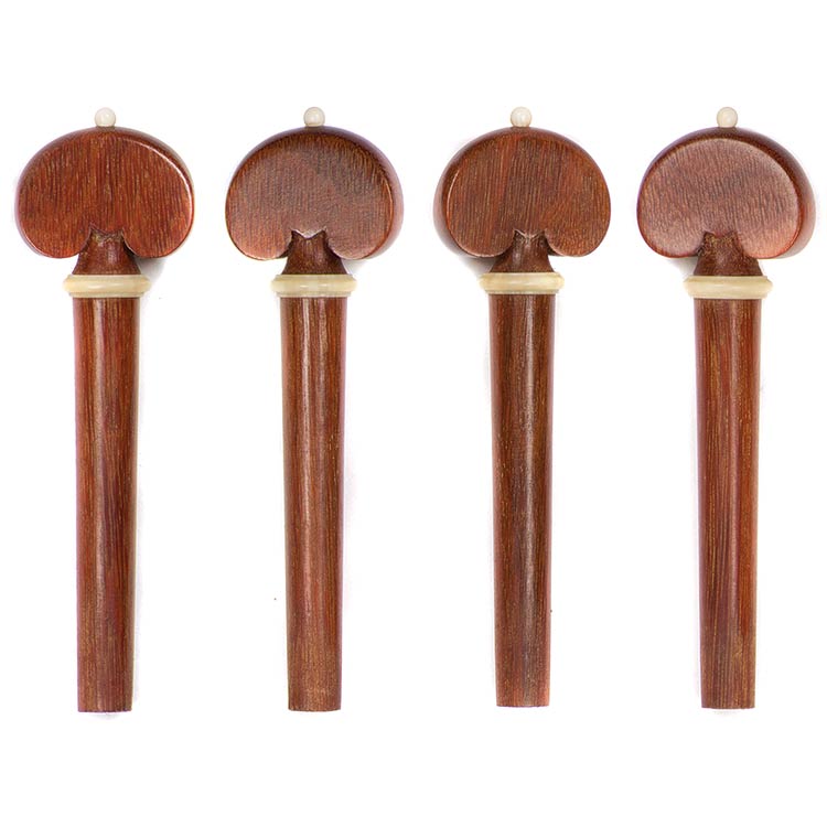 Harmonie Heart-Shaped Viola Peg Set, Pernambuco with Ivory Pip and Collar