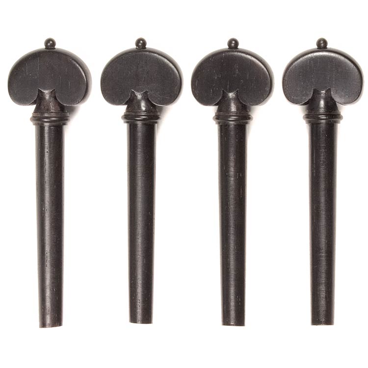 Harmonie Heart-Shaped Viola Peg Set, Rosewood with Ebony Pip and Collar