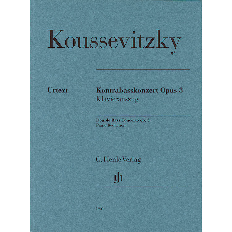 Double Bass Concerto, Op.3 for bass and piano (urtext); Serge Koussevitzky