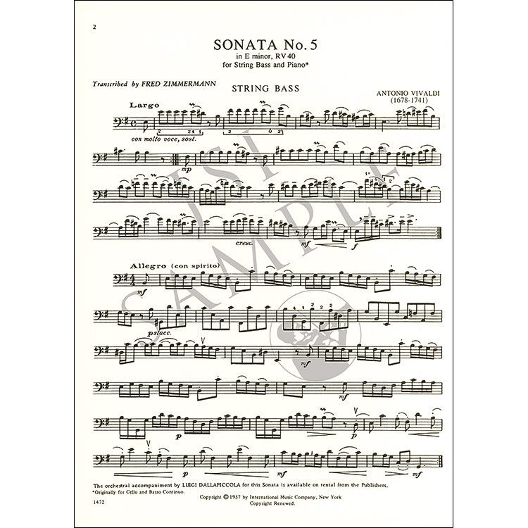 Cello Sonata No 5 In E Minor Rv 40