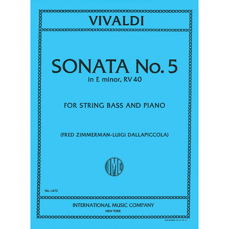 Sonata No. 5 in E Minor, RV 40 for bass and piano; Antonio Vivaldi