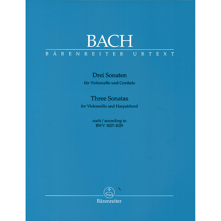 Three Gamba Sonatas for Cello and Keyboard (BWV 1027-1029) (urtext) by Johann Sebastian Bach