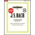 Three Gamba Sonatas, for cello and piano (urtext) Book/CD; Johann Sebastian Bach (C. F. Peters)