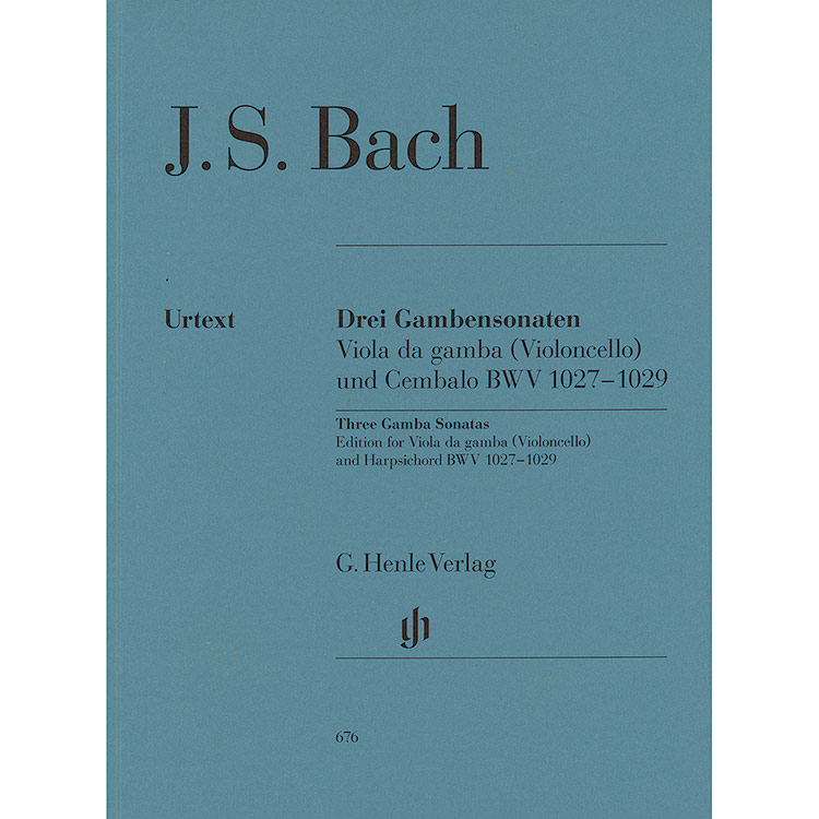 Three Gamba Sonatas, for cello and piano (urtext); J. S. Bach (G. Henle)