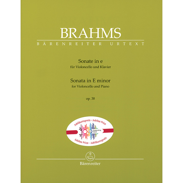 Sonata No. 1, op. 38,  in E minor, for cello and piano (Jubilee Edition); Johannes Brahms