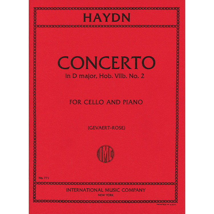 Concerto No. 2 in D Major, Hob. VII/2, Op.101 for cello and piano; Joseph Haydn