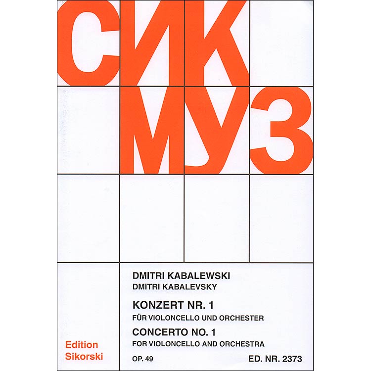 Concerto No.1, op. 49, cello & piano; Dmitri Kabalevsky (Edition Sikorski)