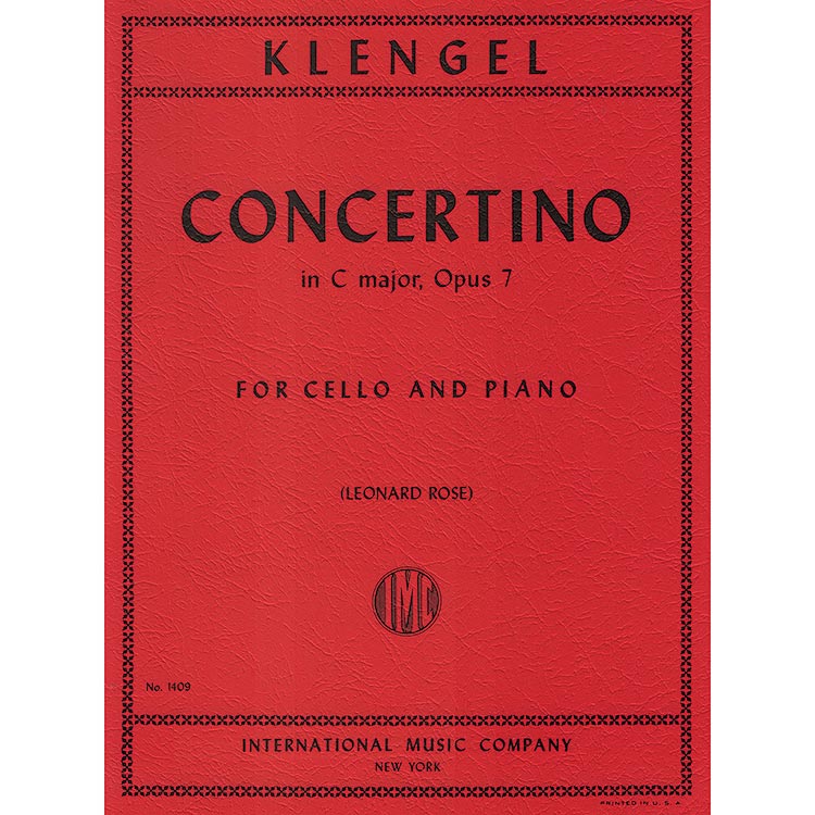 Concertino in C Major, op. 7 for cello and piano; Julius Klengel (International Music)