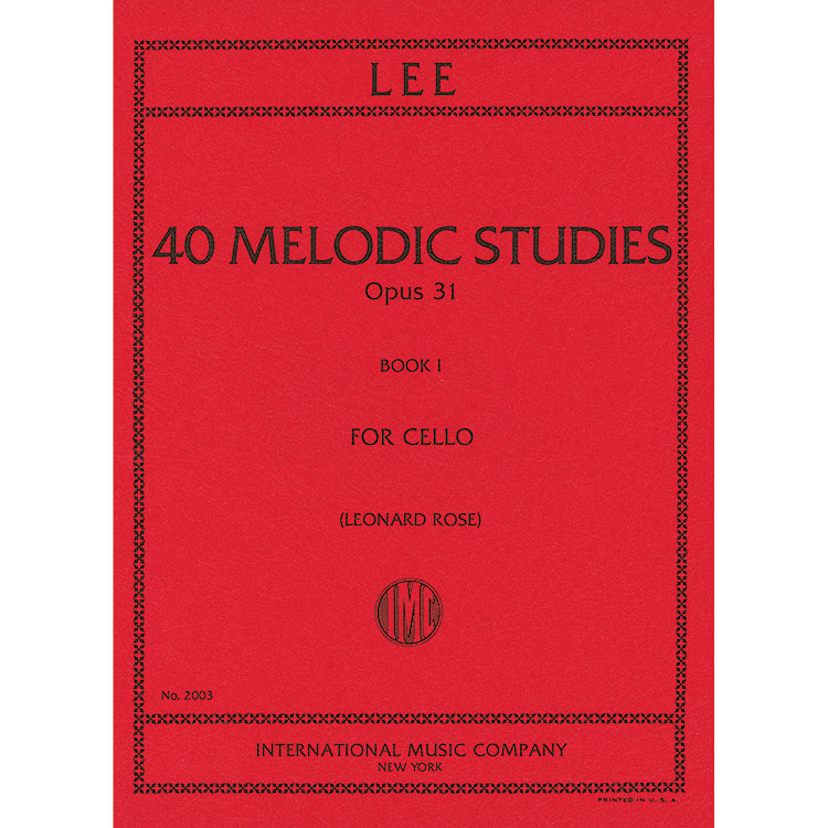 40 Melodic Progressive Etudes, Op.31, Book 1 for cello; Sebastian Lee