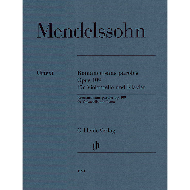 Romance sans paroles, op. 109 for cello and piano (urtext); Felix Mendelssohn (G. Henle Verlag)