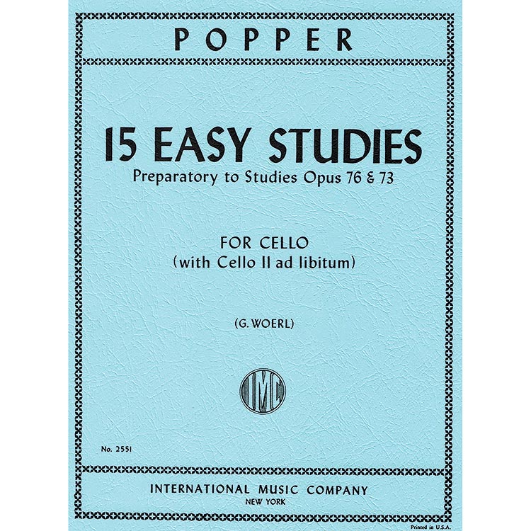 Fifteen Easy Studies, cello (2nd cello ad lib); David Popper (International)