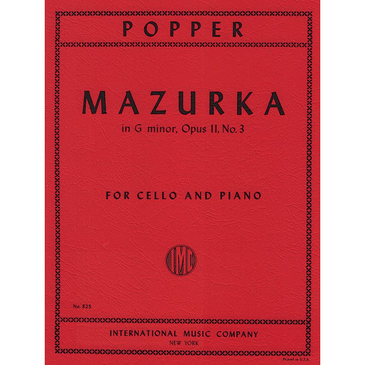 Mazurka in G Minor, op. 11/3 for cello and piano; David Popper (International Music)