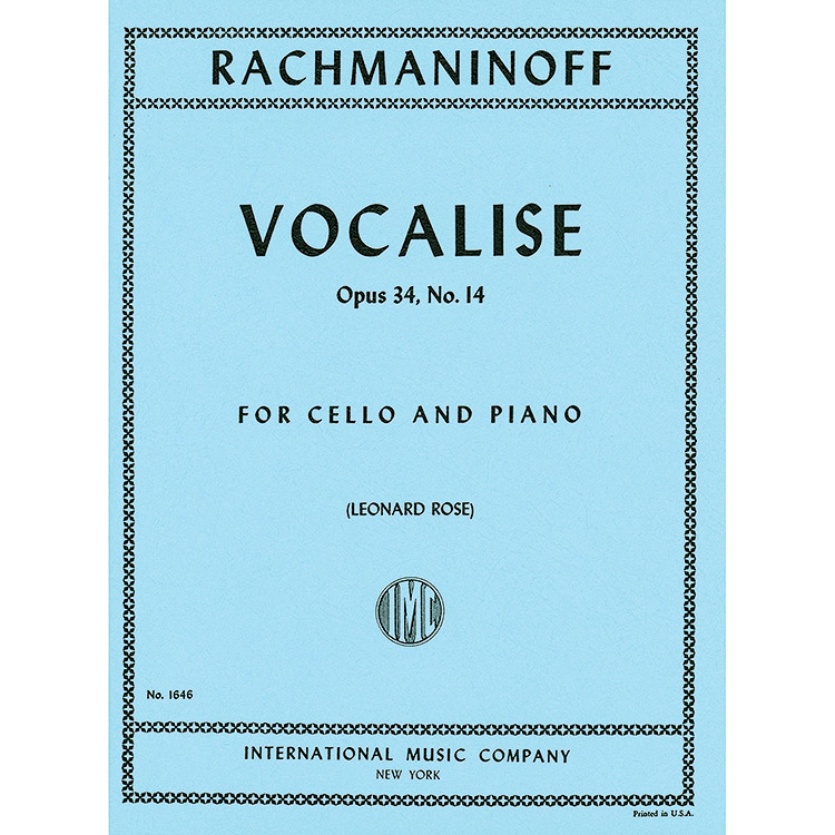 Vocalise, op. 34, no. 14, Cello; Rachmaninoff (Int)