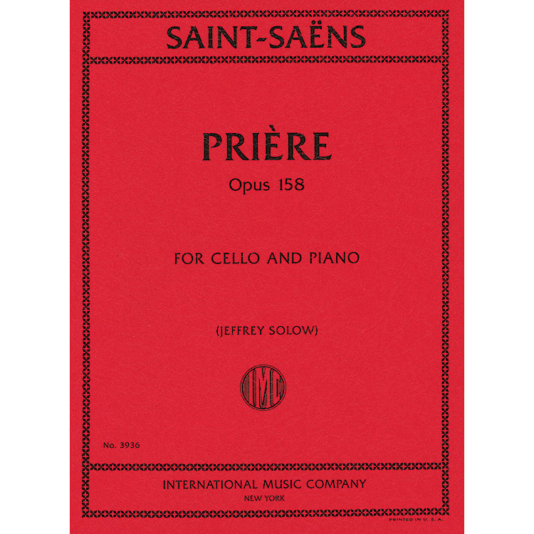 Priere, Op.158 for cello and piano; Camille Saint-Saens