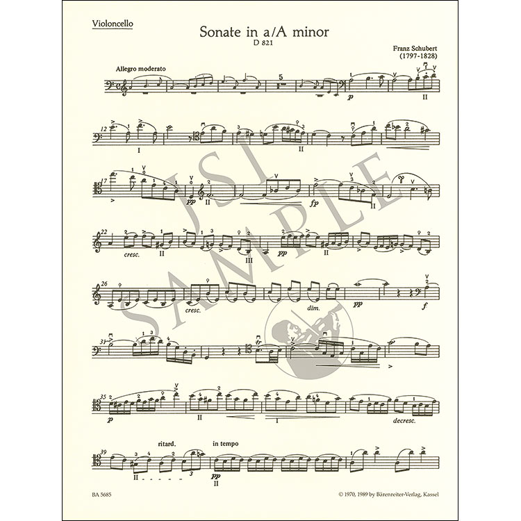 Sonata in A Minor, D.821 "Arpeggione" for cello and piano (urtext ...