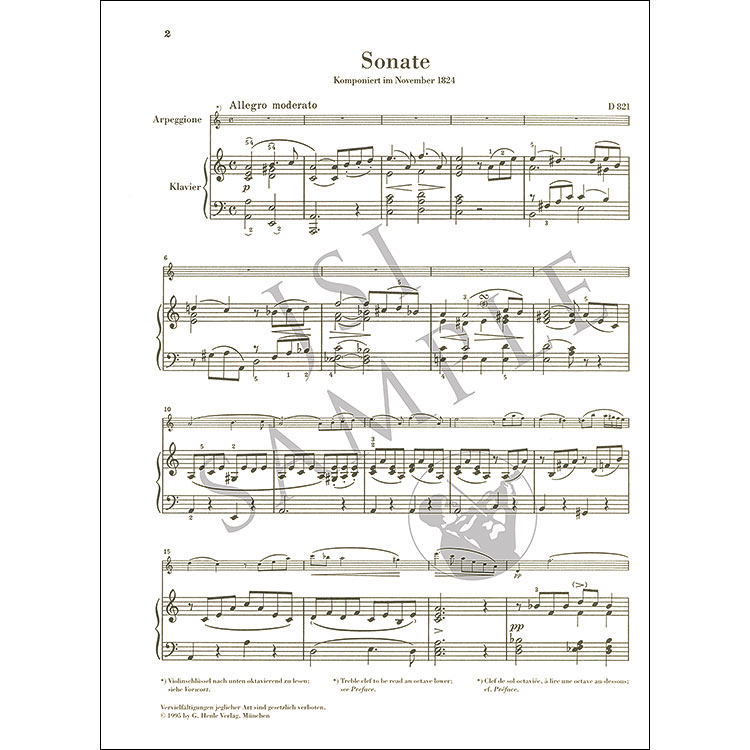 Sonata in A Minor, D.821 "Arpeggione" for cello and piano (urtext ...