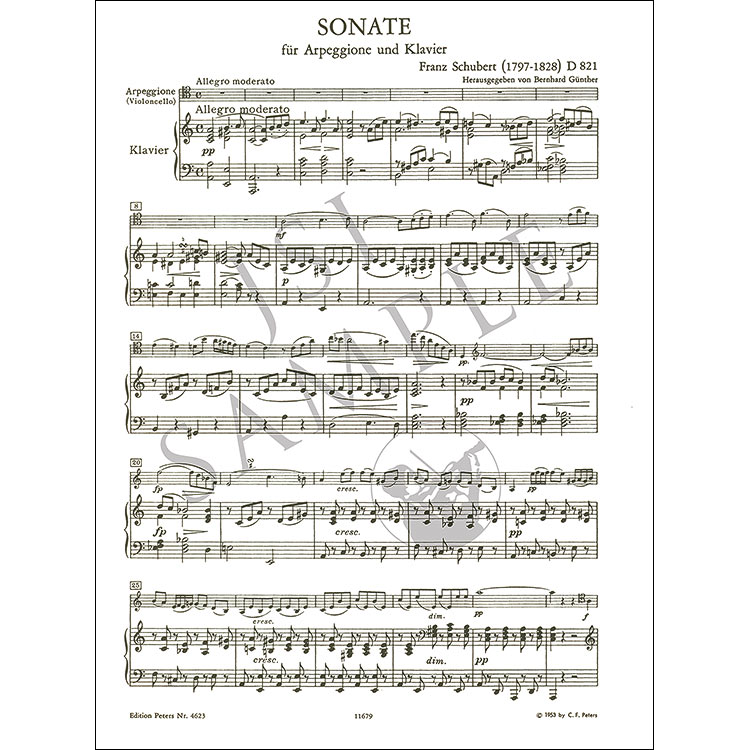 Sonata in A Minor, D.821 "Arpeggione" for cello and piano; Franz ...