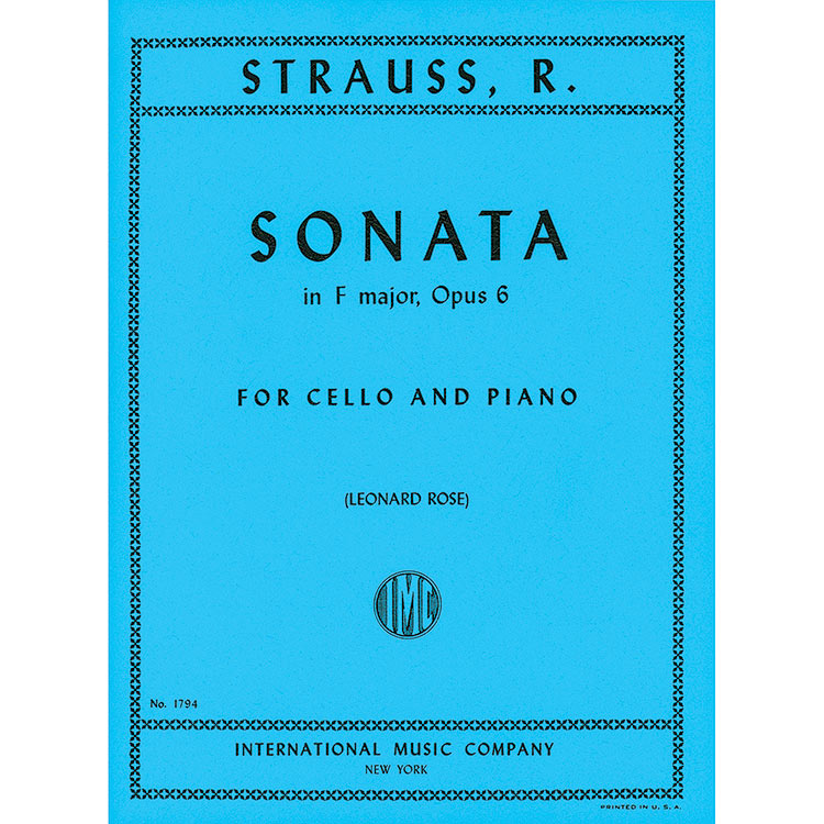 Sonata in F Major, op. 6 for Cello; Strauss (International)